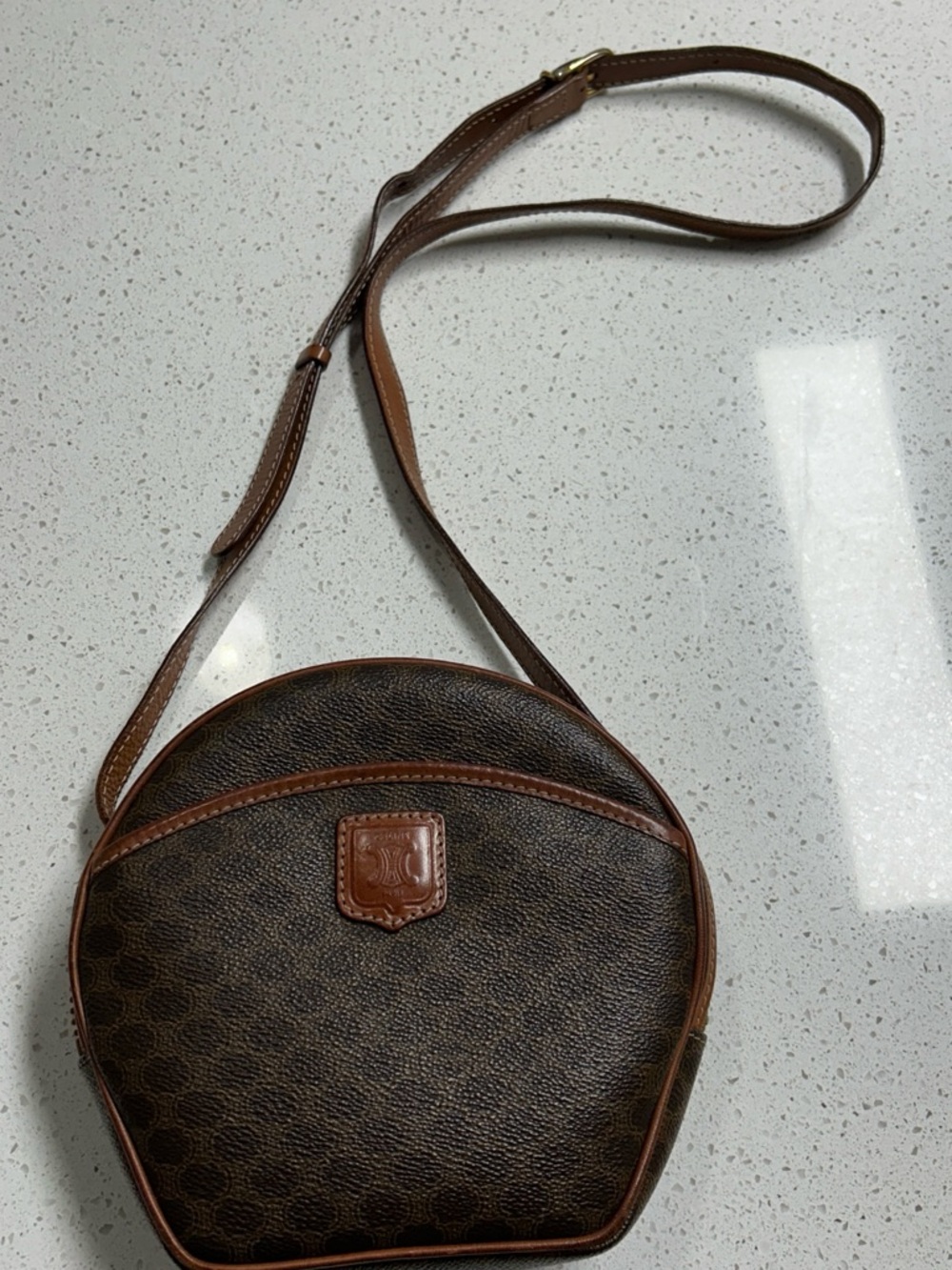 Celine Brown Monogram Round Crossbody Bag